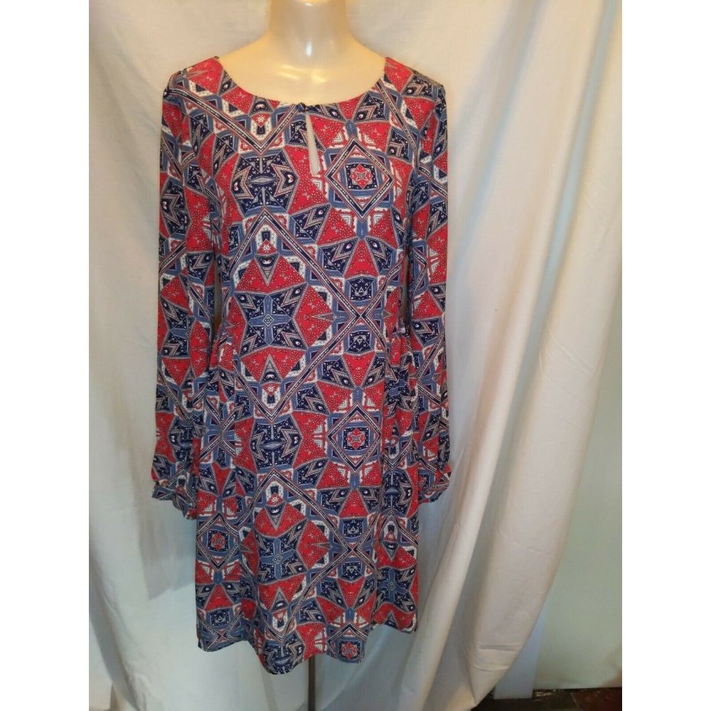 Anthropologie Paper Crown Graphic Print Smock dress medium Long sleeve, Lined.